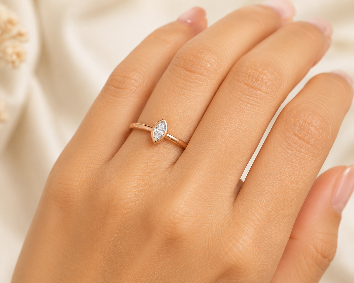 14K Single Marquise Stacker
