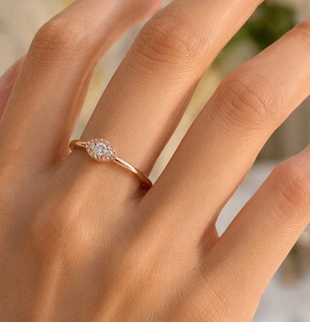 14k Marquise Mini Stacker