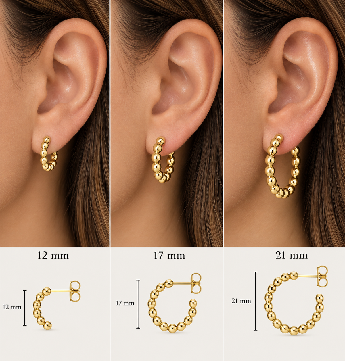 14K Bubble Hoop Earrings