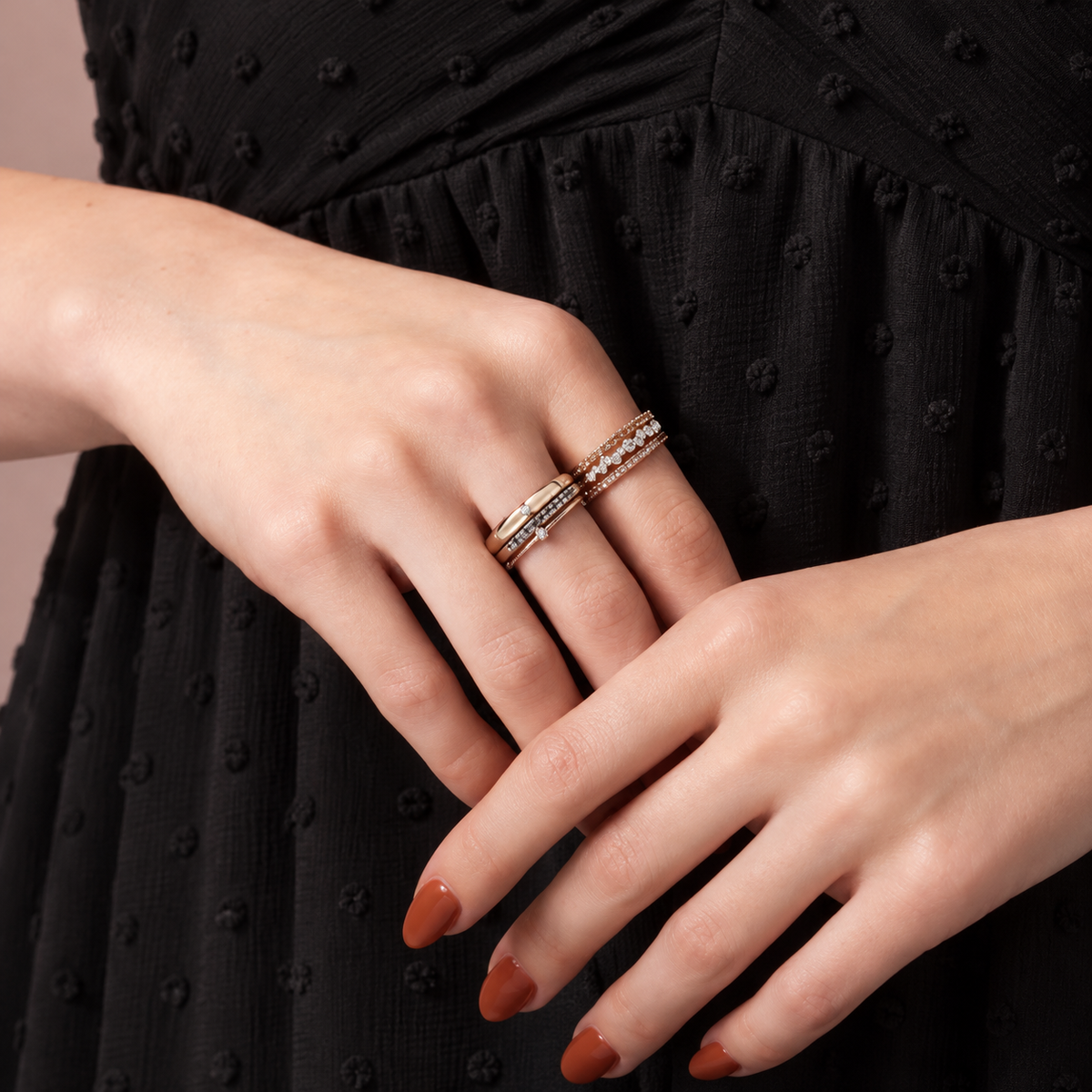 14K Diamond Stardust Stackable Ring