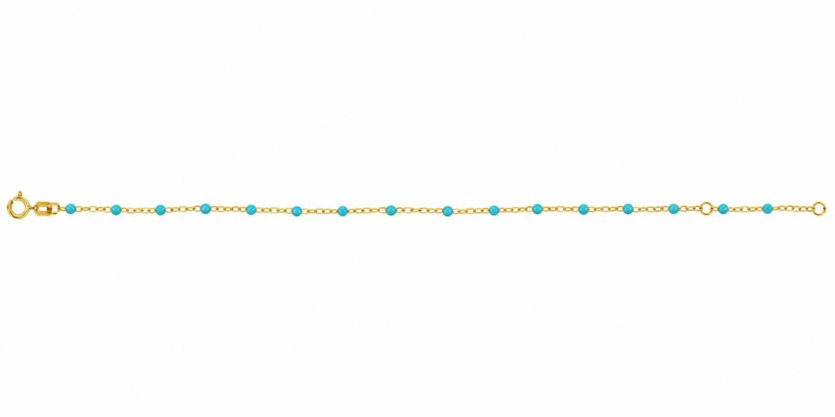 14K Adjustable Turquoise Bead Chain Bracelet