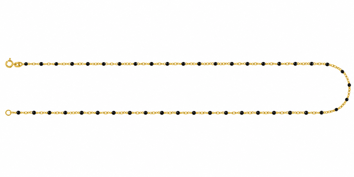 14K Adjustable Black Bead Chain Necklace