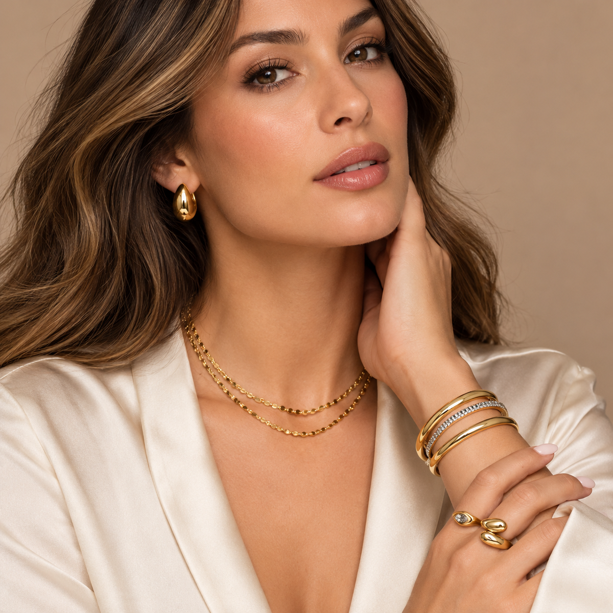 14K Yellow Gold Hollow Puffed Anchor Chain