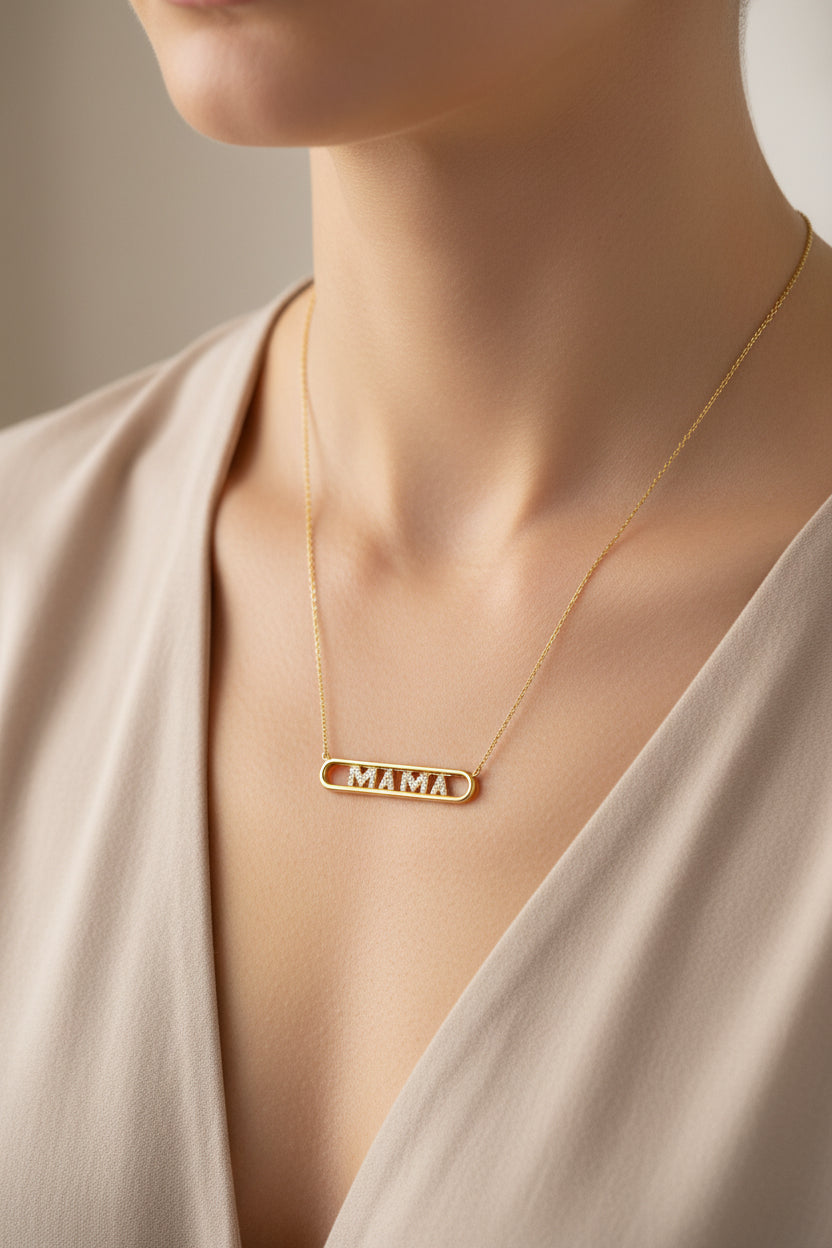 14K Gliding "MAMA" Diamond Necklace