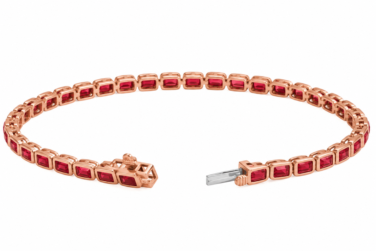 14K Emerald Ruby Tennis Bracelet