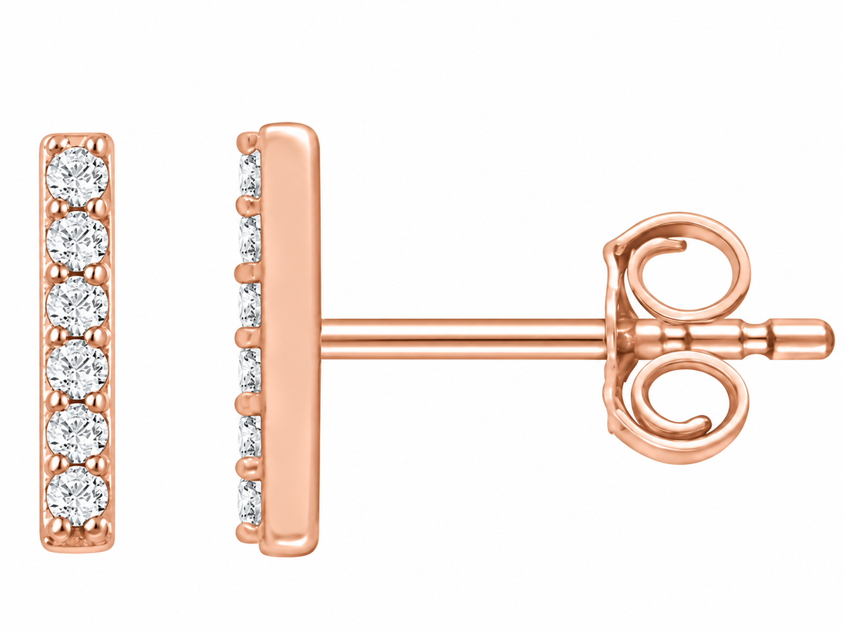 14K Diamond Bar Earrings
