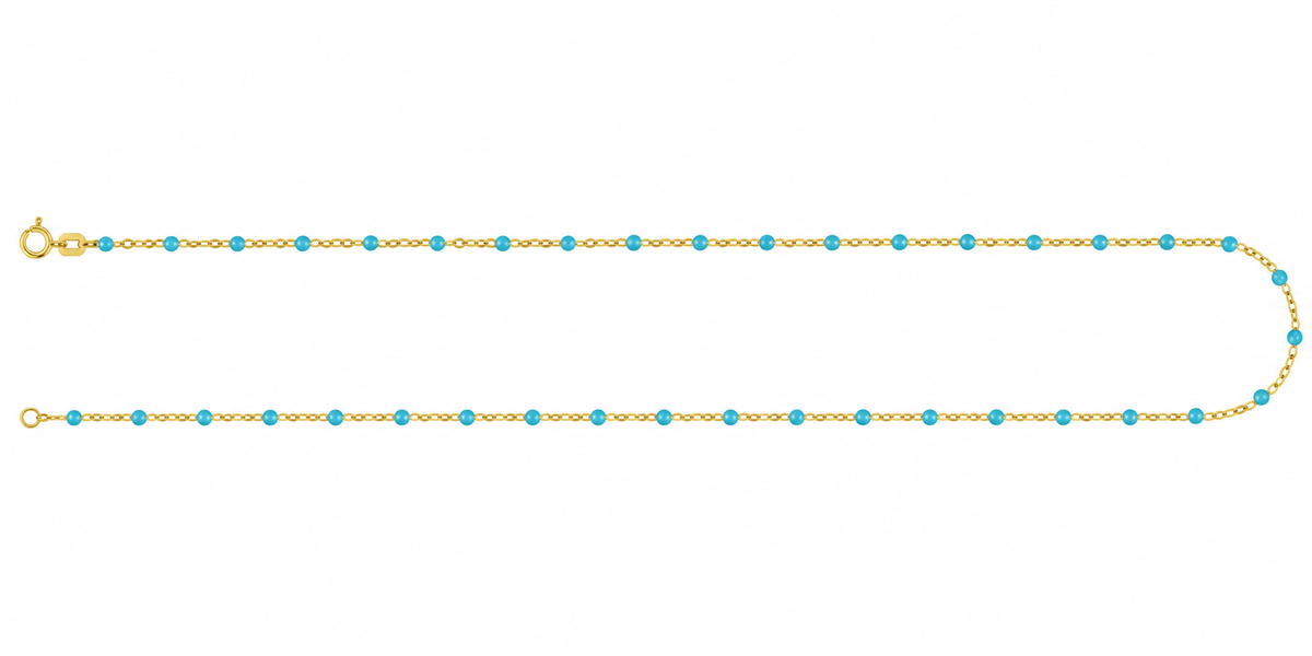 14K Adjustable Turquoise Bead Chain Necklace