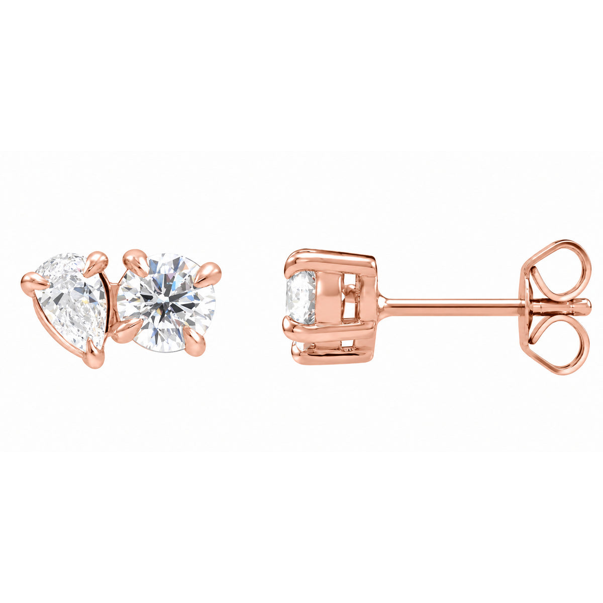 14K 2Stone Stud Earrings
