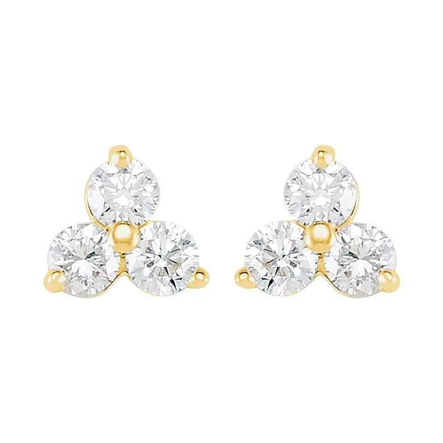 14K Trio Round Stud Earrings