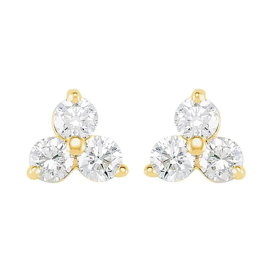 14K Trio Round Stud Earrings