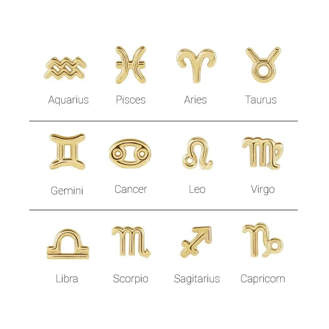 14K Your Zodiac Sign Stud Earrings