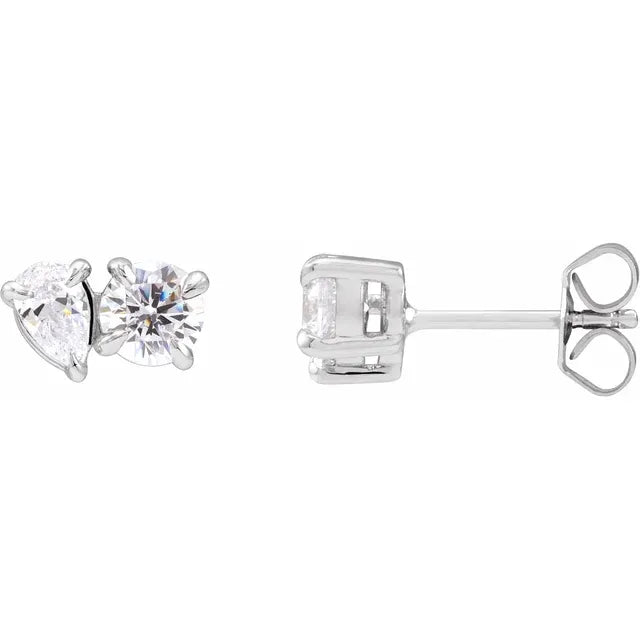 14K 2Stone Stud Earring