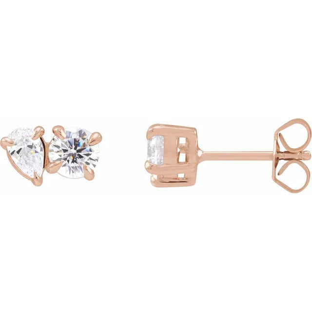 14K 2Stone Stud Earring