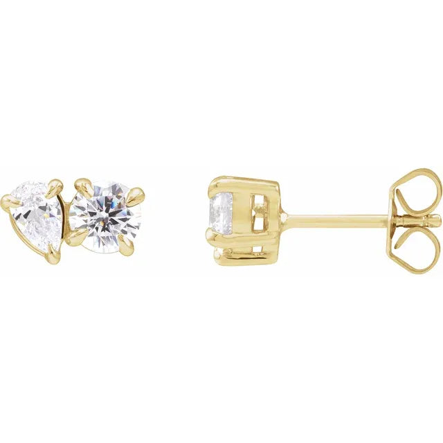 14K 2Stone Stud Earring