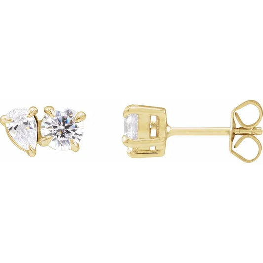 14K 2Stone Stud Earring