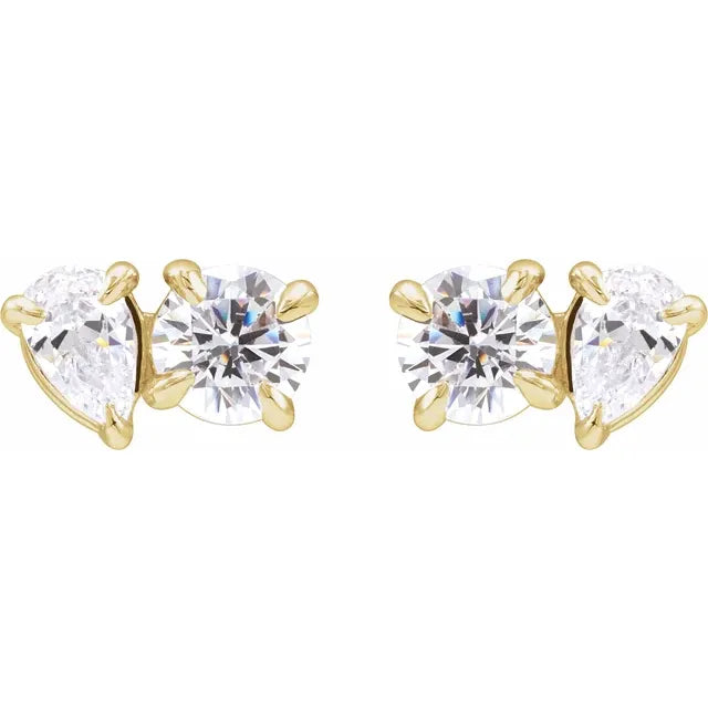 14K 2Stone Stud Earring
