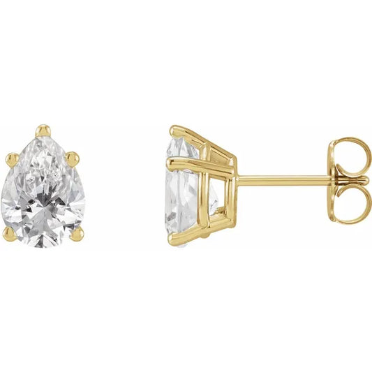14K Pear Diamond Solitaire Stud Earrings