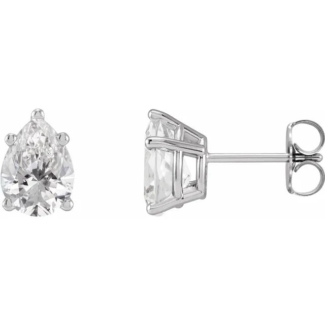 14K Pear Diamond Solitaire Stud Earrings