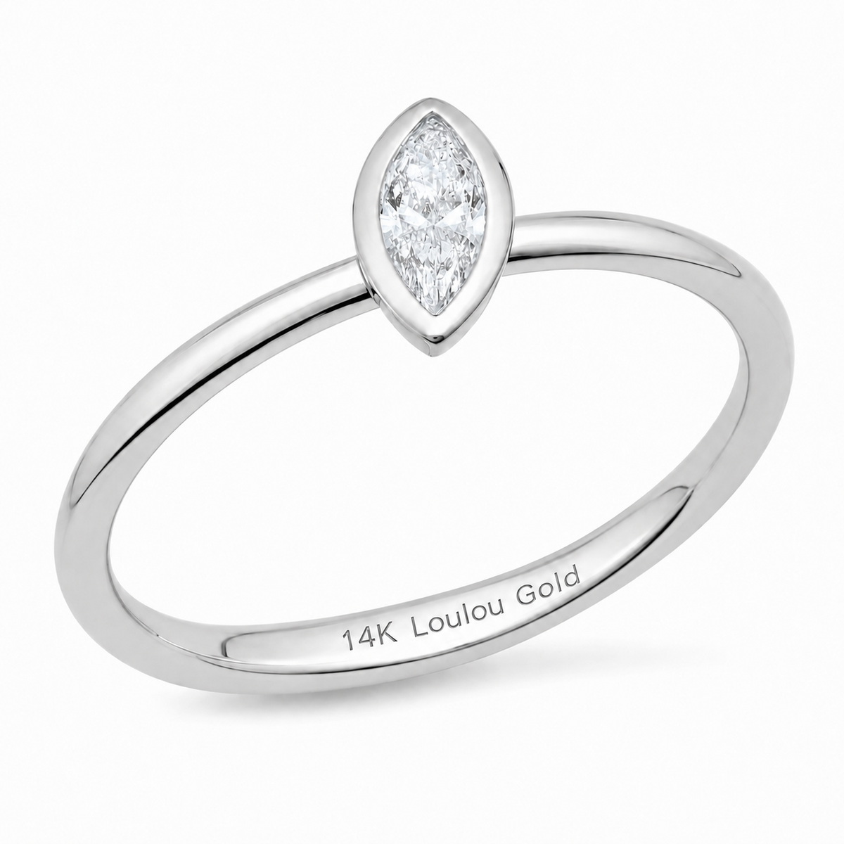 14K Single Marquise Stacker