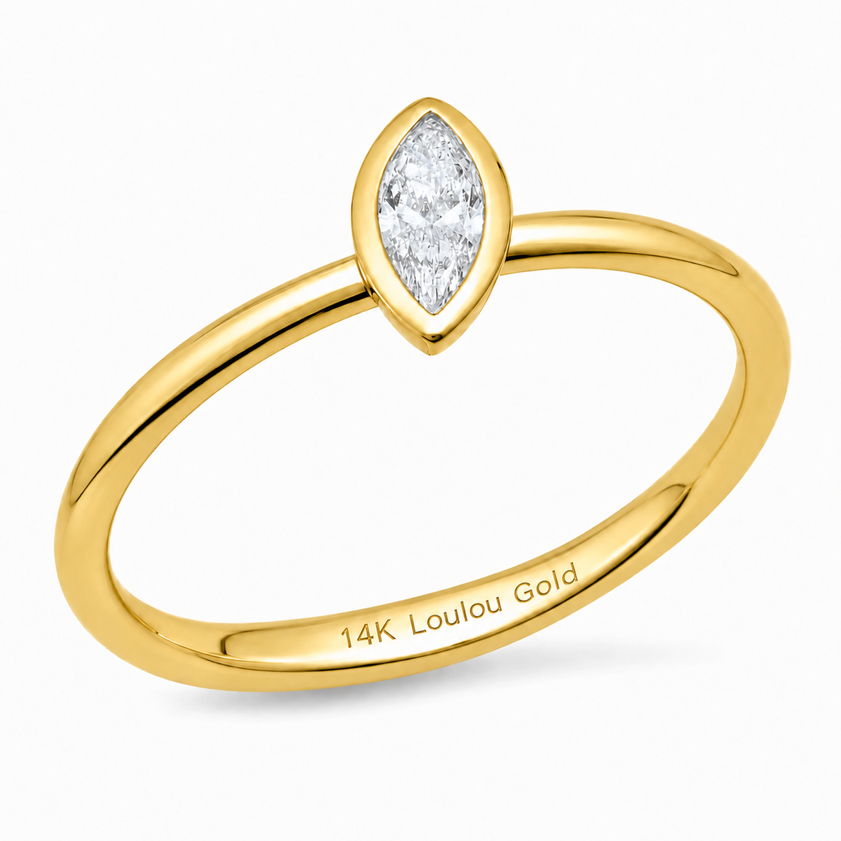 14K Single Marquise Stacker