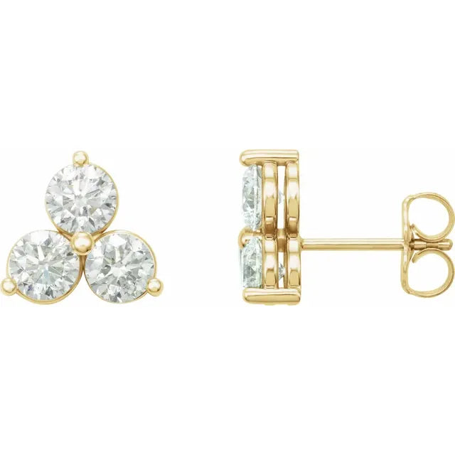 14K Trio Round Stud Earrings