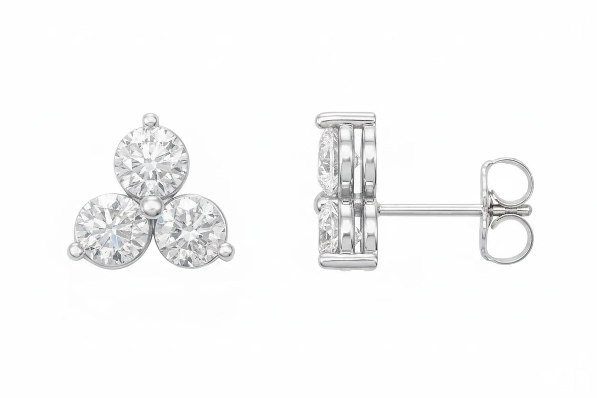 14K Trio Round Stud Earrings