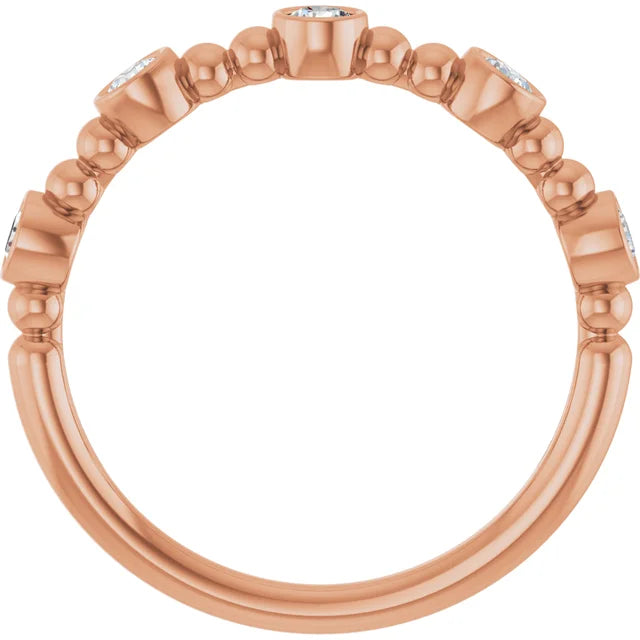 14K Stackable Bubble Diamond Ring