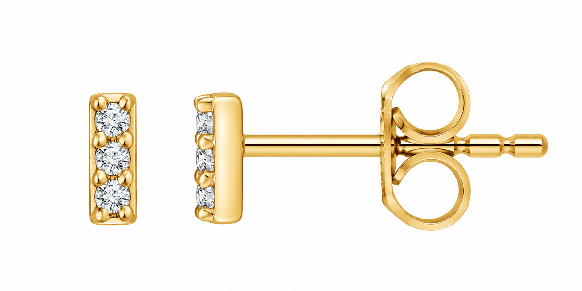 14K Minin Diamond Bar Earrings