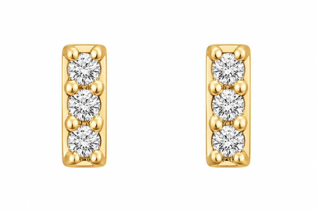 14K Minin Diamond Bar Earrings