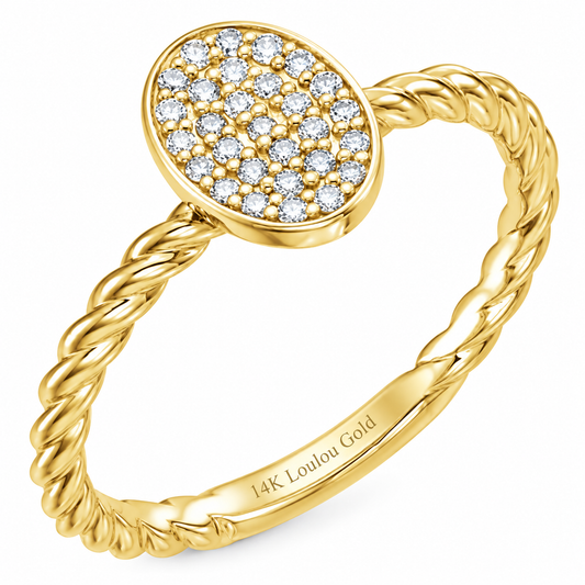 14K Oval Rosette Diamond Ring