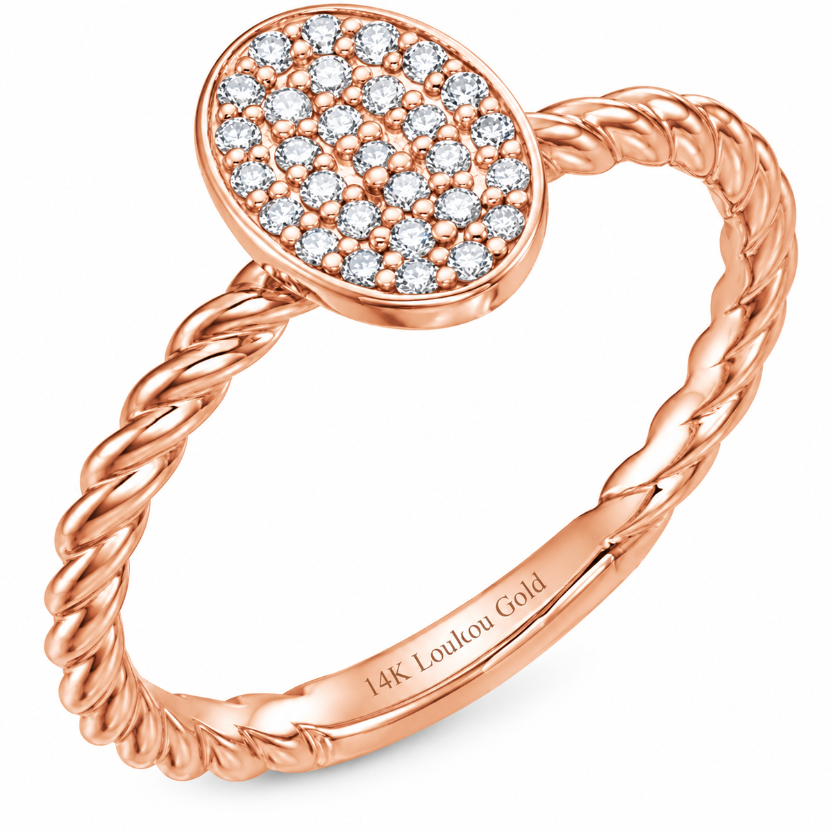 14K Oval Rosette Diamond Ring