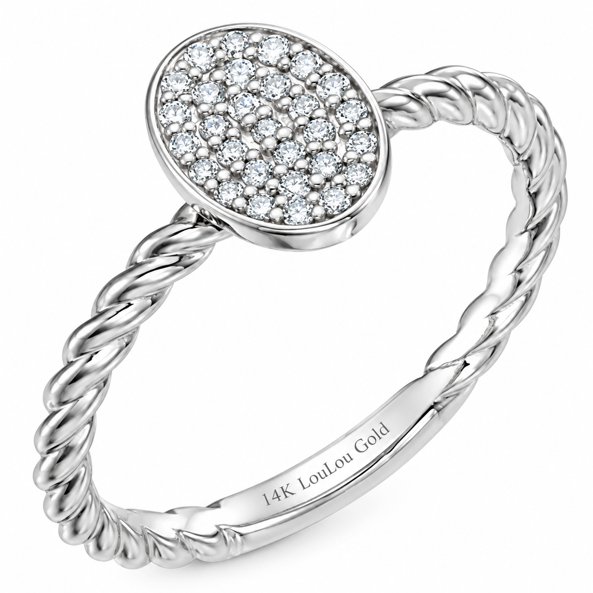 14K Oval Rosette Diamond Ring