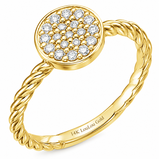 14K Round Rosette Diamond Ring