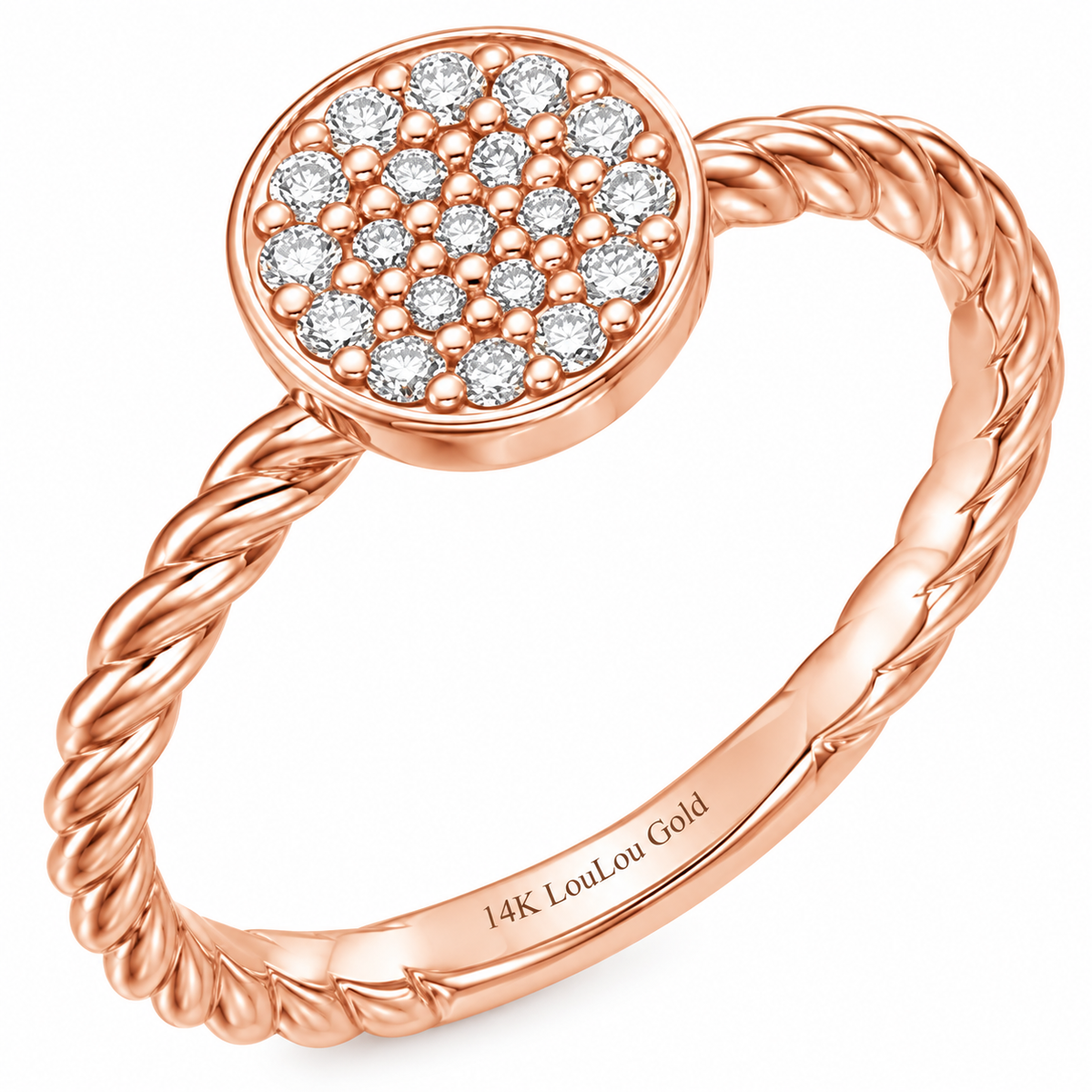 14K Round Rosette Diamond Ring