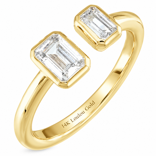 14K Mini-Me Emerald Diamond Ring