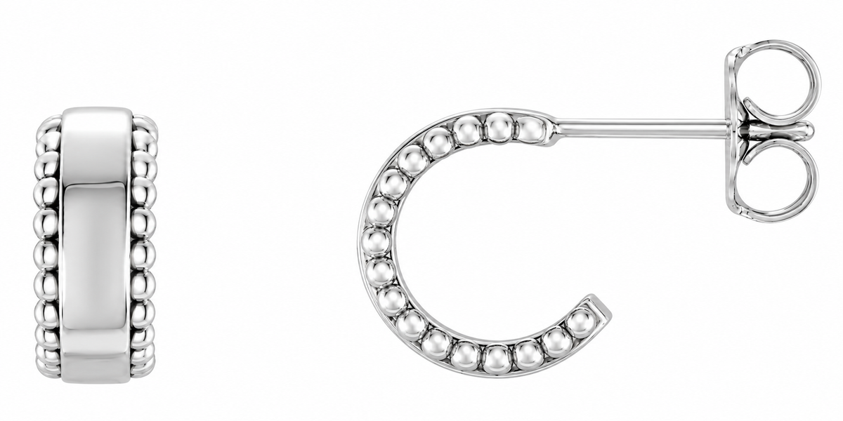 14K Gold Beaded Hoop Earring