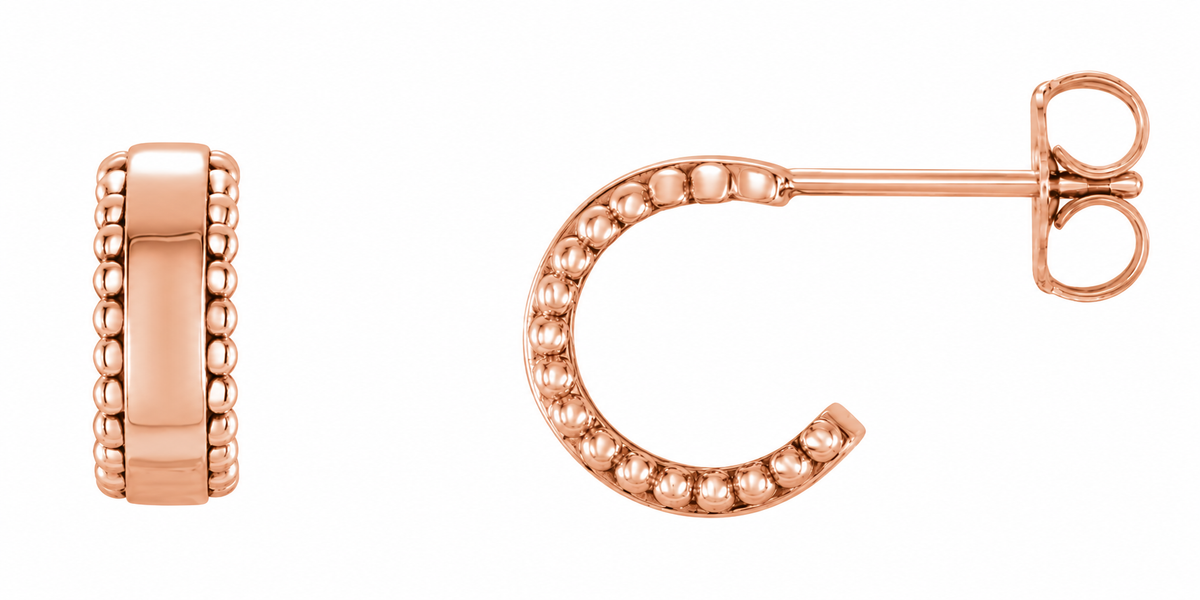 14K Gold Beaded Hoop Earring