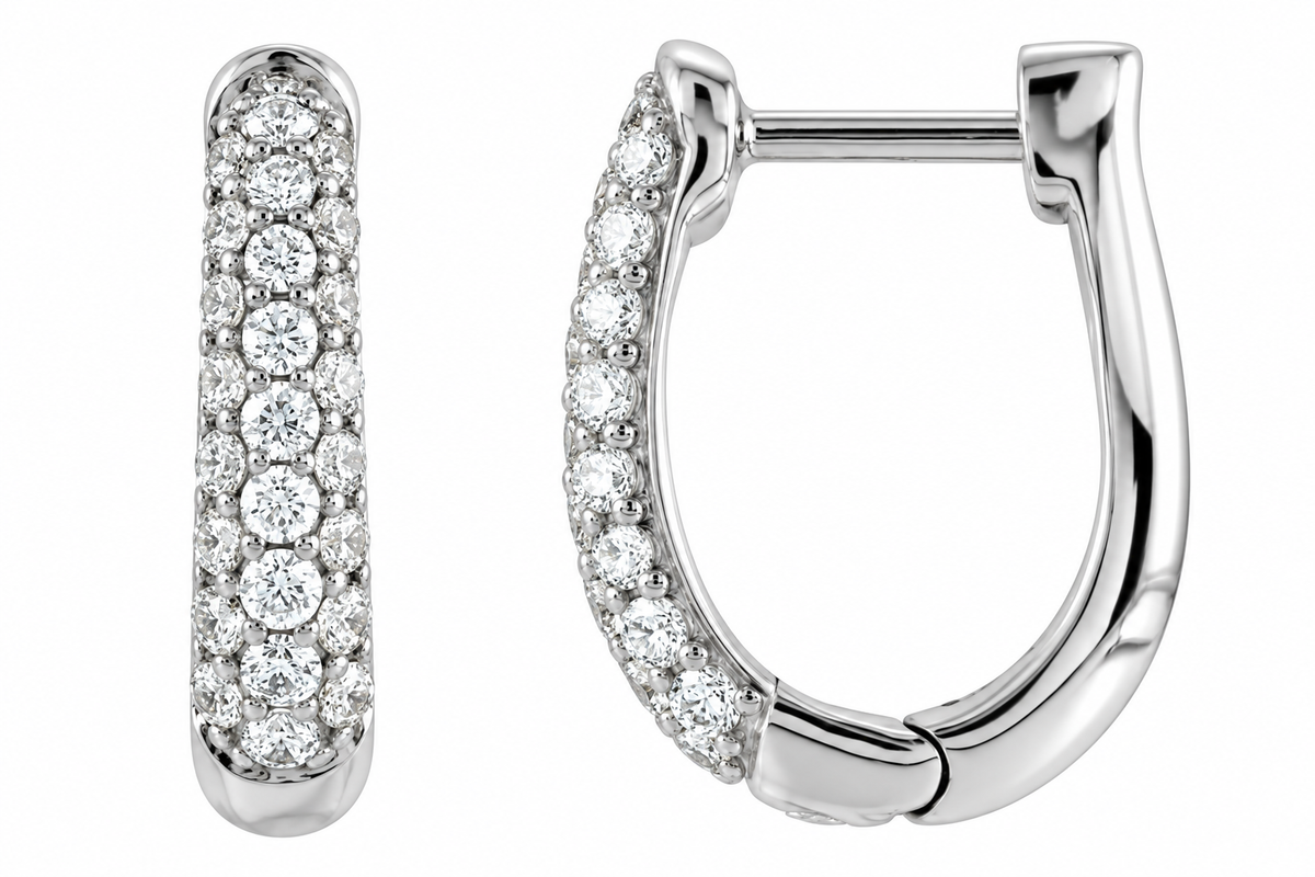 14K Gold Diamond Hoop Earring