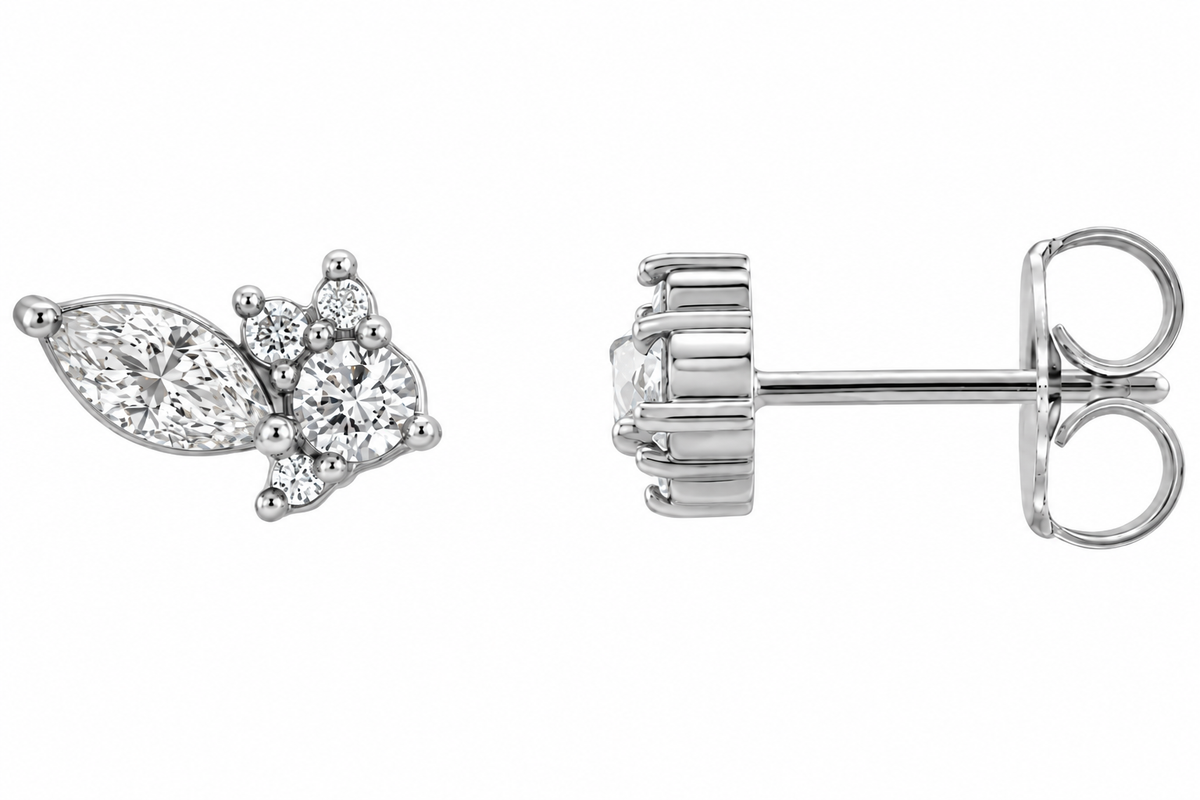 14K Marquise Cluster Diamond Earring