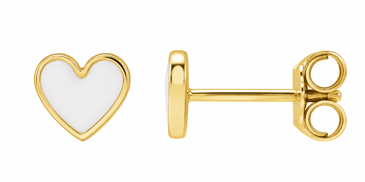 14K Red Enamel Heart Earrings