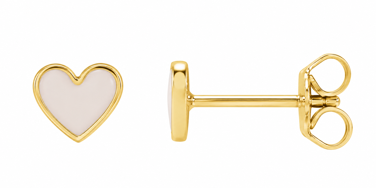 14K Red Enamel Heart Earrings