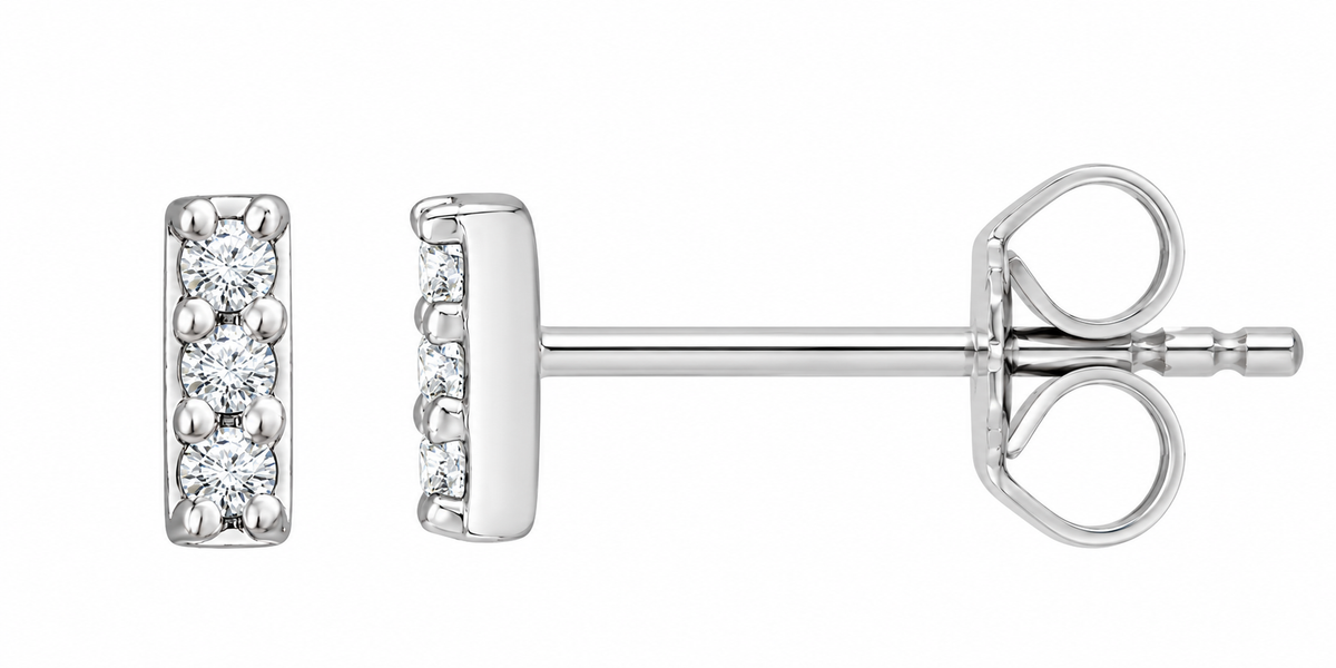 14K Minin Diamond Bar Earrings