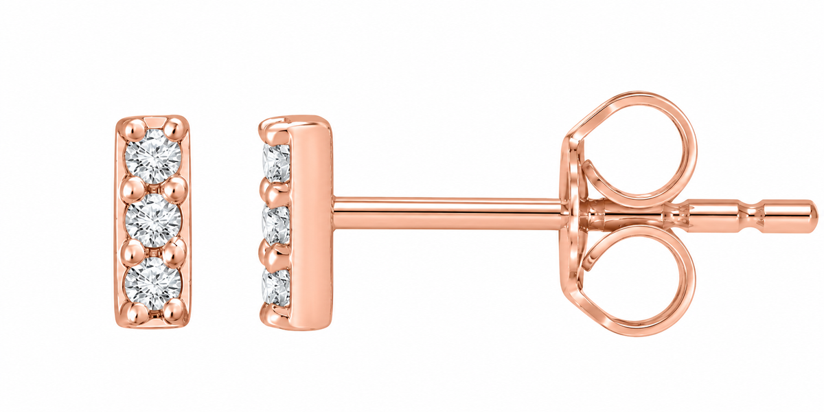 14K Minin Diamond Bar Earrings