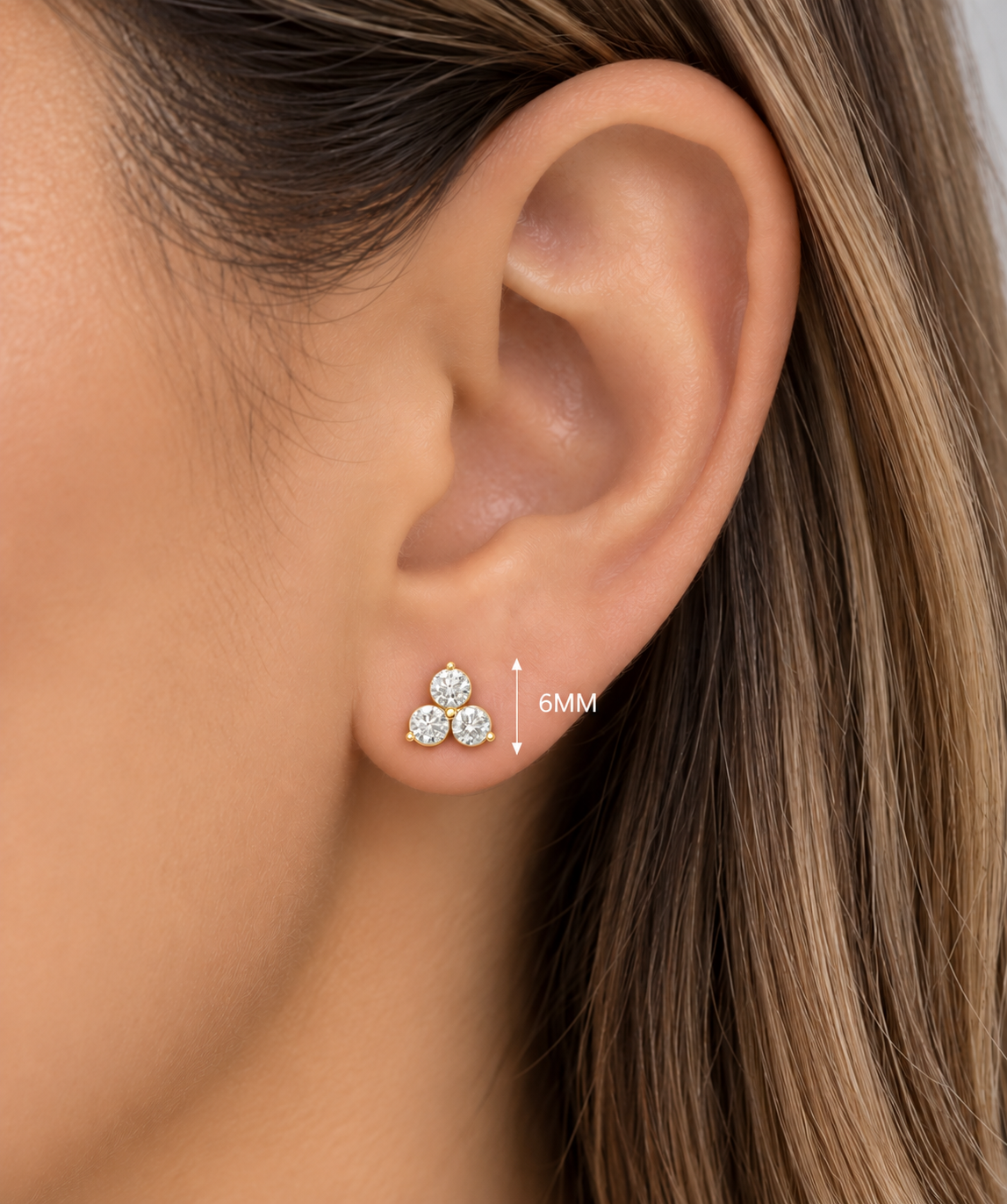 14K Trio Round Stud Earrings