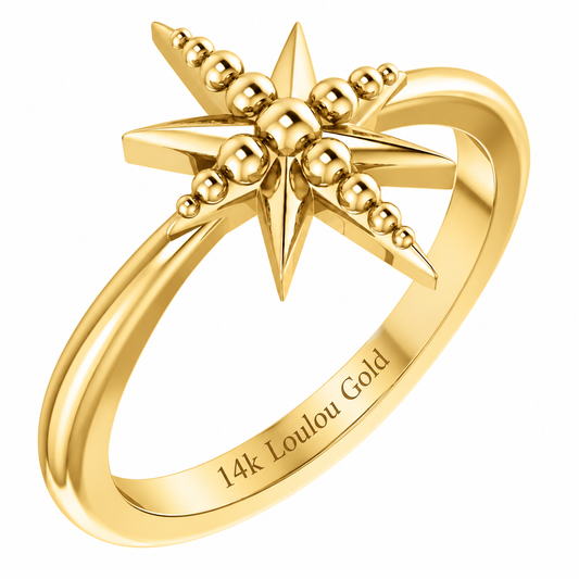 14K Gold Bubble Starburst Ring