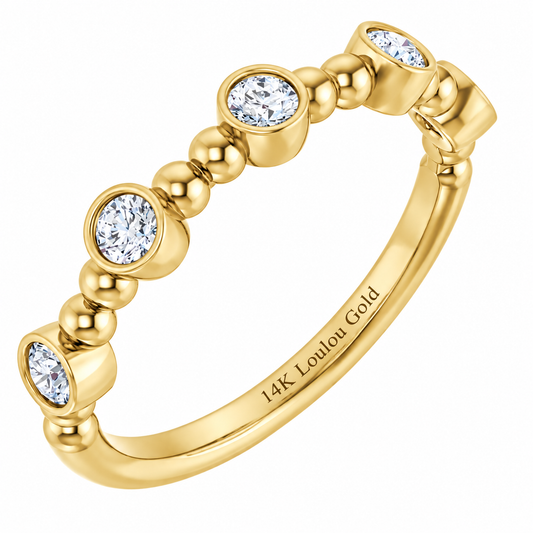 14K Stackable Bubble Diamond Ring