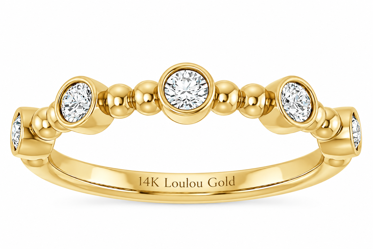 14K Stackable Bubble Diamond Ring