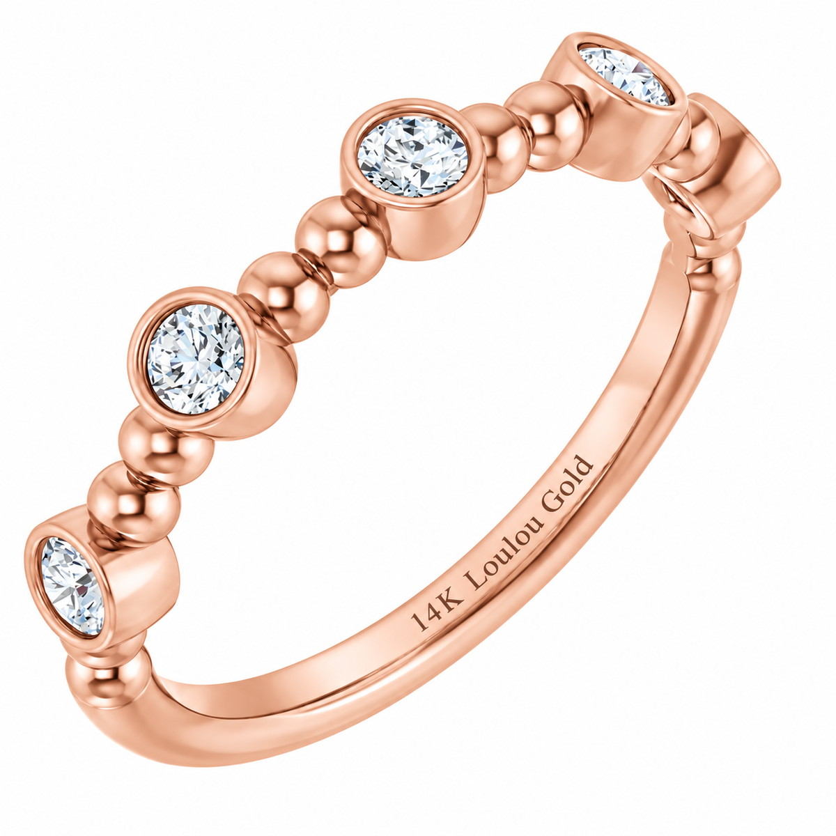 14K Stackable Bubble Diamond Ring