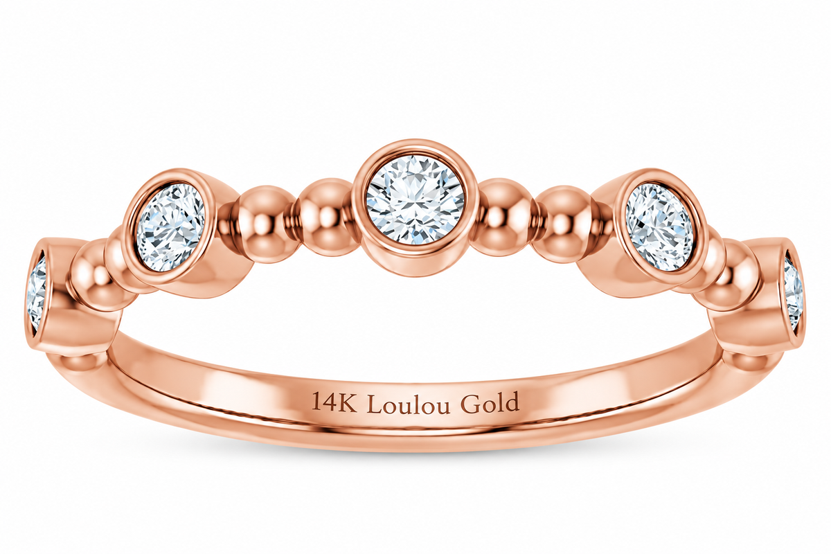 14K Stackable Bubble Diamond Ring