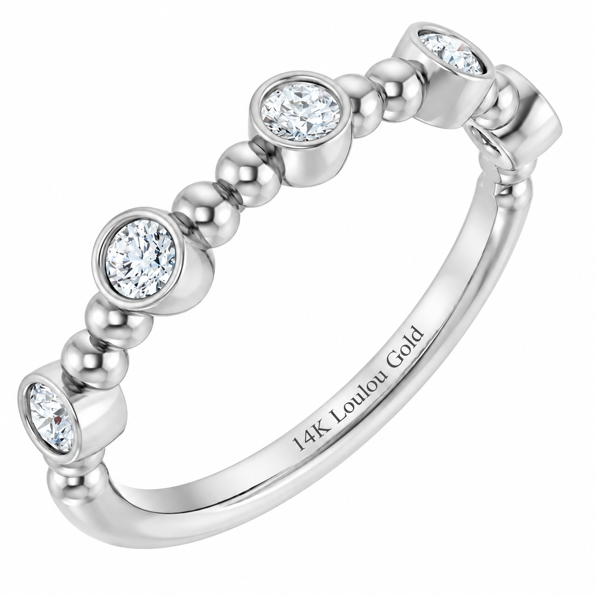 14K Stackable Bubble Diamond Ring